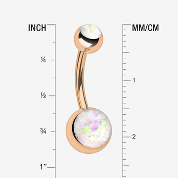 Detail View 1 of Rose Gold Opal Sparkle Shower Belly Button Ring-White